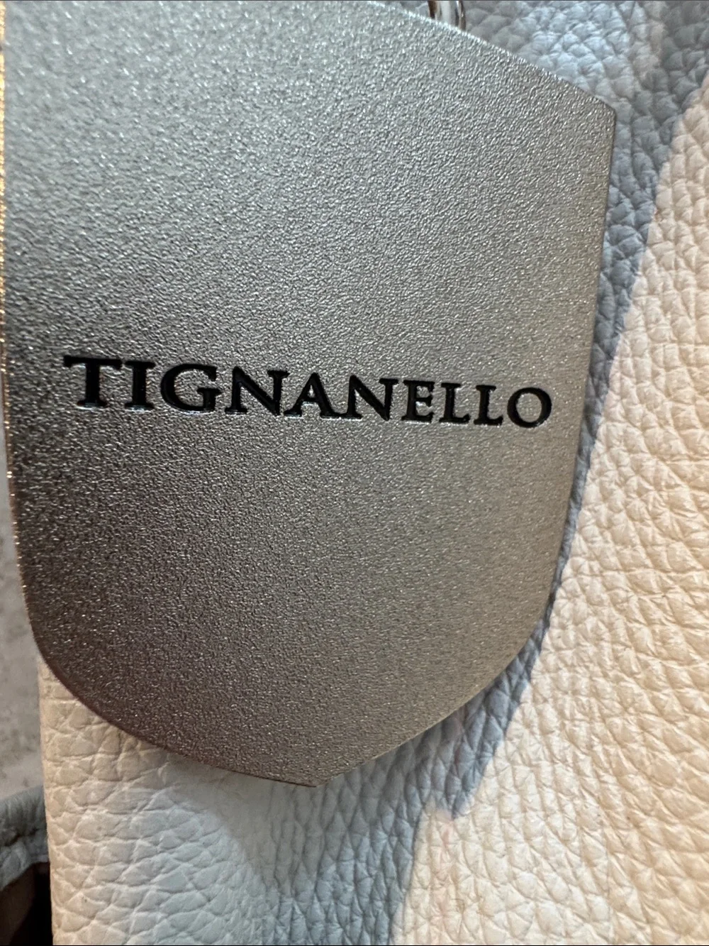 Tignanello White Pebbled Leather Drawstring Hobo